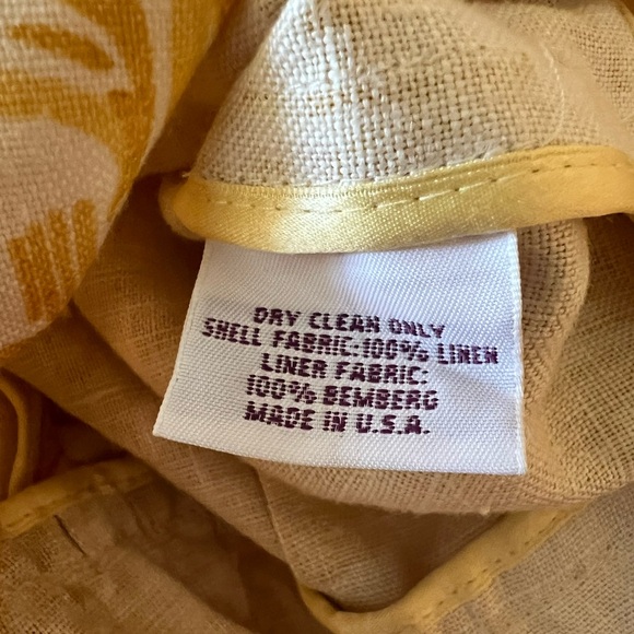 Normandy & Monroe Yellow White Print Linen Blazer Jacket Luxury Gathered Hem 10 - Picture 10 of 12